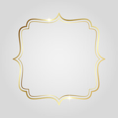 Golden shiny glowing vintage frame isolated