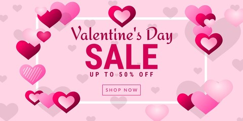 Happy Valentine Day. Horizontal Holiday Background with Heart shape, It is suitable for posters, banners, flyers, websites, advertising, etc. Vector illustration