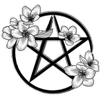 Floral pentagram occult symbol