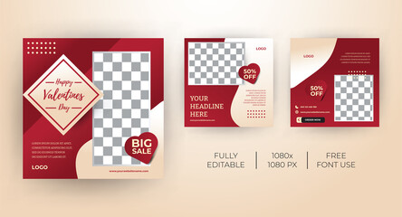 Template Kit for Valentines day theme Social Media banner. Everyone can use this design easily. Unique and Modern web banners .-Vector template