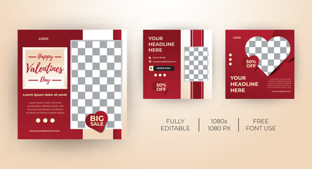 Template Kit for Valentines day theme Social Media banner. Everyone can use this design easily. Unique and Modern web banners .-Vector template