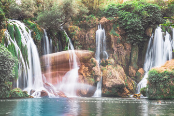 Beautiful long exposure photo of  Kravice Waterfalls in Bosnia