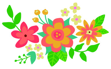 Hand-drawn spring flower. Abstract floral vector. White background, isolate.	
