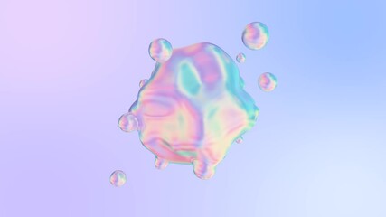 Holographic liquid blobs abstract flowing animation. 4K abstract background loop. - Powered by Adobe