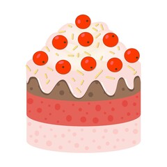 Colorful cake icon with berries vector illustration