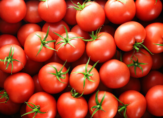 background with juicy and delicious red tomatoes