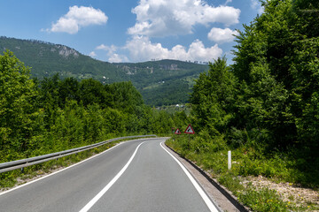 The Asphalt mountain road in the Montenegro