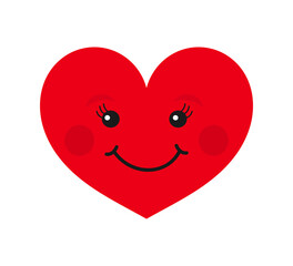 Cute smiling heart with eyes. Vector illustration.
