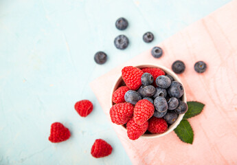 blueberries and raspberries
