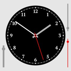 Vintage black watch dial with arrows. Vector illustration