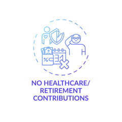 No healthcare and retirement contributions concept icon. Online english teaching challenges. Students getting help idea thin line illustration. Vector isolated outline RGB color drawing