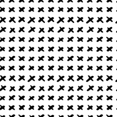 Hand drawn modern doodle seamless pattern. Black grunge cross on white background