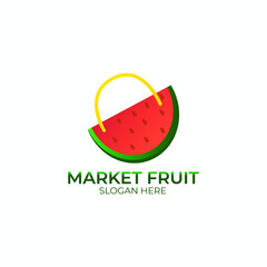 Fruit market logo. Design icon for fruit store. Identity watermelon logo icon