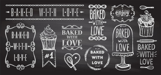 Lamas personalizadas con tu foto Baked with love chalkboard elements set