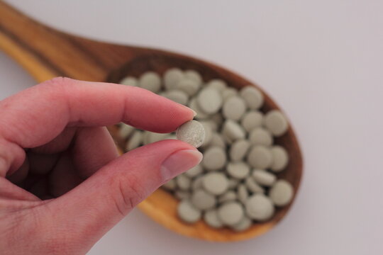 Closeup Of Kelp Tablets - Iodine Supplement.