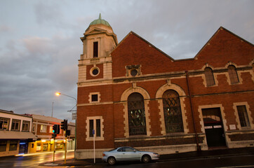 Fototapeta na wymiar Church in Dunedin at sunset. Otago. South Island. New Zealand.