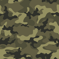 Fototapeta premium Camouflage vector texture khaki background repeat print. Forest pattern.