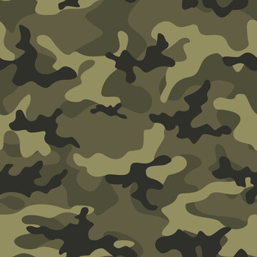 
Camouflage vector texture khaki background repeat print. Forest pattern.