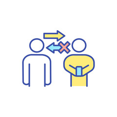 Communication disorder RGB color icon. Symptom of smartphone addiction. Anxiety and stress from talking to people. Need of digital detox. Psychological problem. Isolated vector illustration