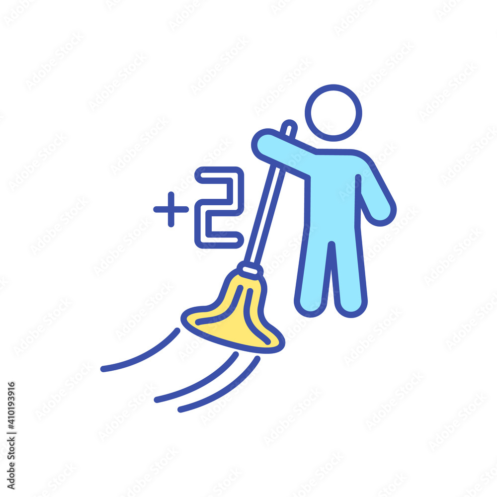 Canvas Prints Earning points by housework RGB color icon. Housekeeping service. Professional cleaner. Teenager doing house chores. Child help with cleaning. Score for reward. Isolated vector illustration