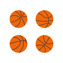 Vector illustration of basketball balls. Flat style isolated on white background.