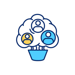 Cultivate diverse team RGB color icon. Team cooperation and collaboration for work. Men, women equal opportunities for career. Company management. Business organization. Isolated vector illustration