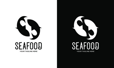 Creative Fish Logo Design, Fishing Logo, Two Fish Logo, S Fish Logo