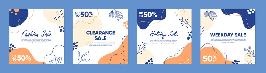 Sale square banner template for social media posts, mobile apps, banners design, web, and internet ads. Trendy abstract square template with colorful concept.	