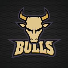 Fototapeta premium Modern professional bull logo for a sport team. logo on a dark background.