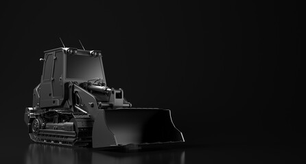 Backhoe Wheel Loader Excavator Bulldozer Modern Black Presentation Background