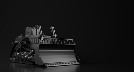 Wheel Dozer Loader Excavator Bulldozer Modern Black Presentation Background © RareStock