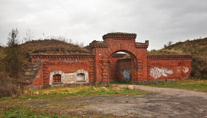 Fototapeta na wymiar Gate of fort II Mierzwiaczka in Deblin fortress (Iwangorod). Poland