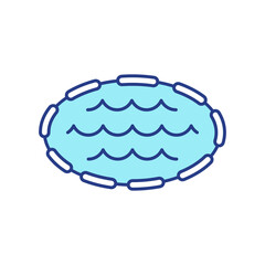 Swimming pool RGB color icon. Artificial lake. Aquafarm for fish, oyster, shrimp cultivation. Fresh water scenic. Summer recreation spot. Outdoor relaxation. Isolated vector illustration