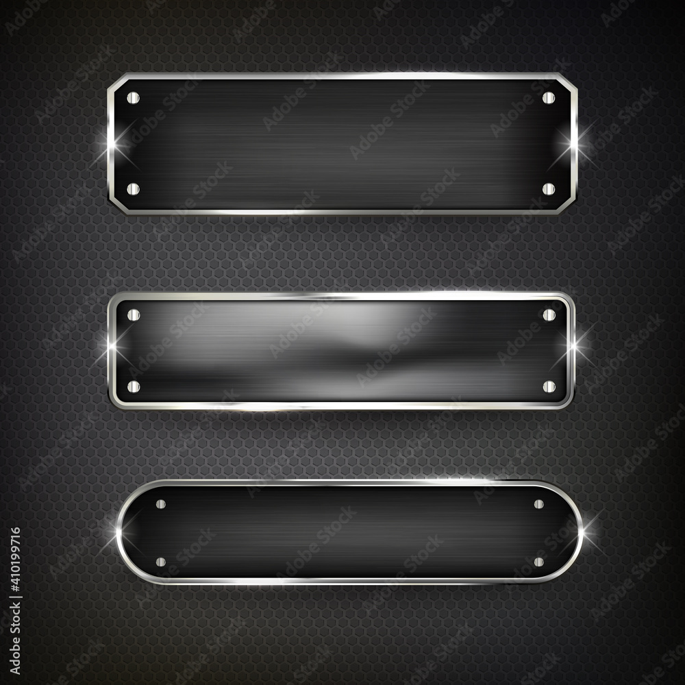 Canvas Prints buttons set web steel on background color black 2