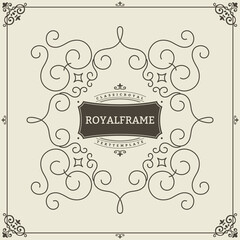 Ornament design invitation template. flourishes calligraphic vintage frame. Good for Luxury, boutique brand, wedding shop, hotel sign