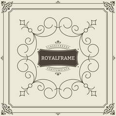 Ornament design invitation template. flourishes calligraphic vintage frame. Good for Luxury, boutique brand, wedding shop, hotel sign