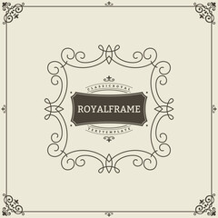 Ornament design invitation template. flourishes calligraphic vintage frame. Good for Luxury, boutique brand, wedding shop, hotel sign