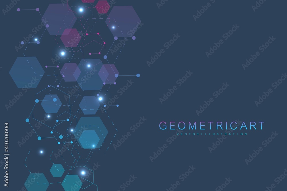 Aufkleber modern futuristic background of the scientific hexagonal pattern. virtual abstract background with p