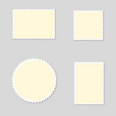 Blank Postage Stamps Set on white Background