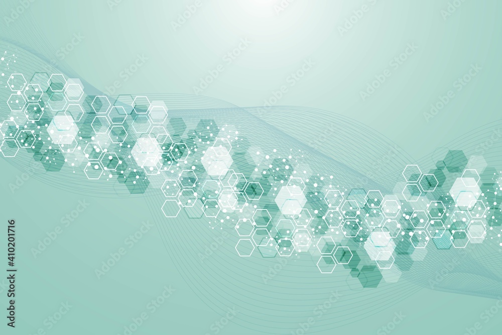Poster modern futuristic background of the scientific hexagonal pattern. virtual abstract background with p