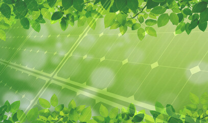 Obraz premium green leaves background with solar panels