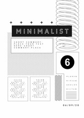 Abstract futuristic minimalistic monochrome cover template for poster card flyer banner