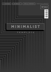 Abstract geometric minimalistic futuristic 2d grey on dark template for poster card flyer banner