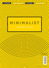 Abstract geometric minimalistic lines on yellow background template for poster magazine