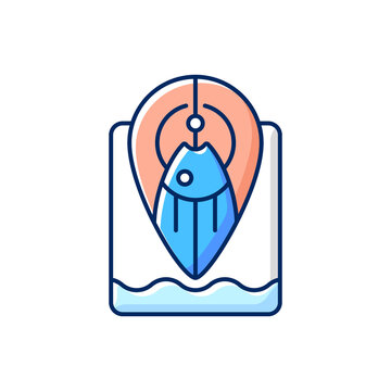 blue fish on orange location pin clip art preview