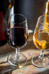 Tasting of Portuguese fortified port wine, produced in Douro Valley, North of Portugal