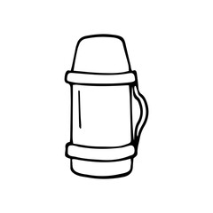A temperature preserving jug, thermos doodle icon. Hand drawn vector illustration isolated on white background.