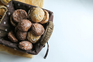 gingerbread sweets, airy cakes on background 