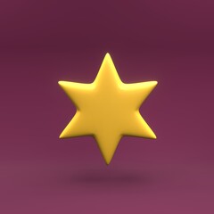 3d rendering of hexagonal star icon. 3d star icon. Isolated 3d hexagonal star icon