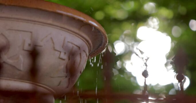 Close up side shot of a fountain in front of a mosque and a place where to make the wudu, the ablution before a prayer